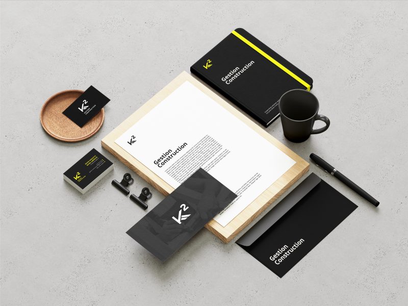 Logo et carte d'affaires k2 Gestion Construction