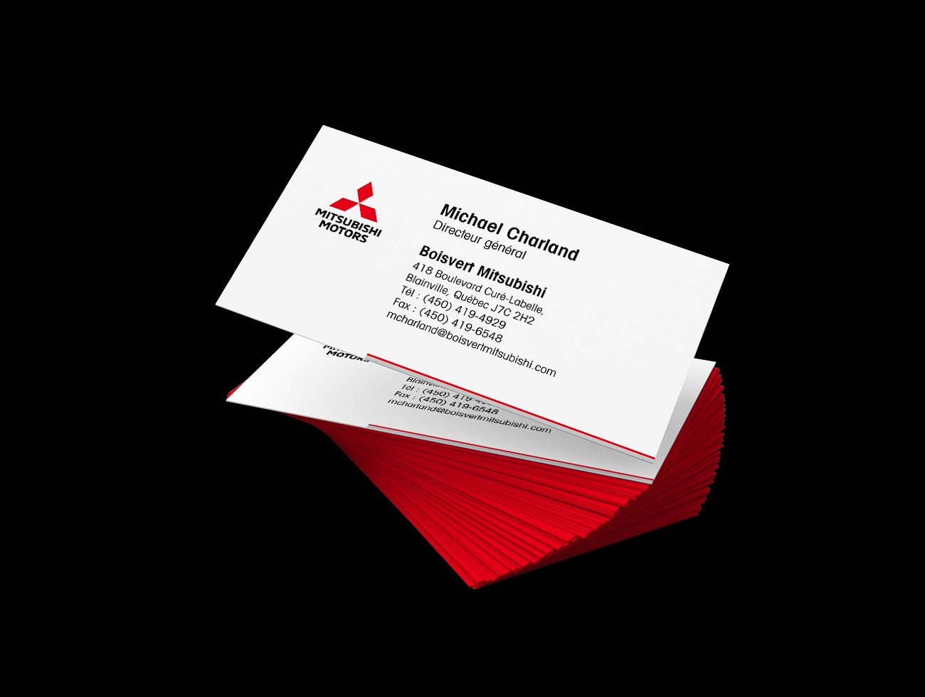 TRIDAL conception cartes d'affaires Boisvert Mitsubishi
